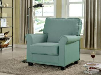 Furniture of America Belem Blue Flax Club Chair with Rolled Arms