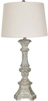 Crestview Distressed Grey Table Lamp with White Shade