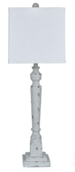 Crestview Hearth Stone Post Table Lamp with Round White Shade