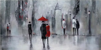 Crestview Walking in the Rain Panorama Canvas Wall Art 60 x 30