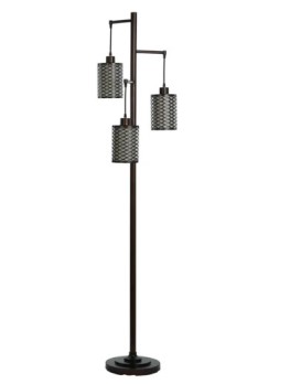 Stylecraft Rubbed Bronze 3-Arm Floor Lamp with Diamond Cut-Out Shades