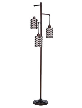 Stylecraft Brushed Nickel 3-Arm Floor Lamp with Chevron Accents