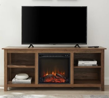 Stanley Ranger Rustic Oak 58-Inch TV Stand with Fireplace