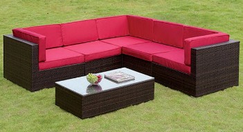 Furniture of America Zendaya Red Outdoor Sectional