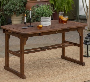Stanley Ranger Acacia Wood Dark Brown Outdoor Dining Table with Butterfly Leaf
