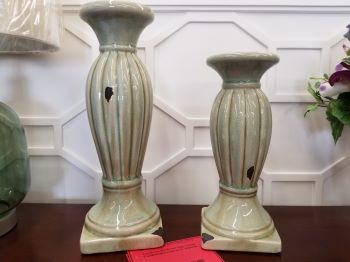 Crestview Rochester Sage Green Candleholders (set of 2)