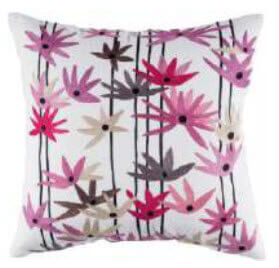Rizzy White Throw Pillows with Pink Floral Accents (set of 2)