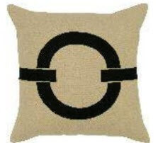 Rizzy Textured Beige Throw Pillows with Black Link Design (set of 2)