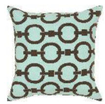 Rizzy Textured Light Blue Throw Pillows with Chocolate Links Design (set of 2)