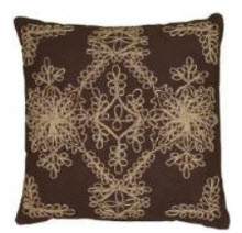 Rizzy Chocolate Throw Pillows with Ivory Stitched Accents (set of 2)