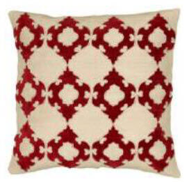 Rizzy White Throw Pillows with Red Accents (set of 2)
