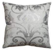 Rizzy Silver Throw Pillow with Fleur de Lis Accents