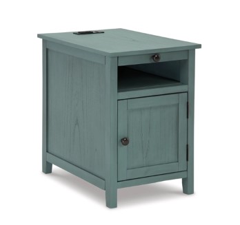 Ashley Trinity Teal End Table with Tray & USB Charging