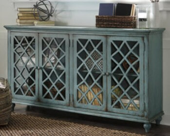 Ashley Miriam Teal Console Cabinet