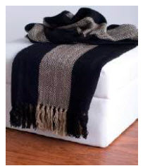 Rizzy Black & Beige Striped Throw Blanket