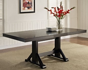 Stanley Ranger Antique Black Trestle Dining Table with Butterfly Leaf
