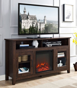 Stanley Ranger 58-Inch Rich Brown Finish Tall TV Stand with Fireplace