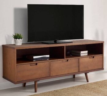 Stanley Ranger Walnut Finish 58-Inch TV Stand with 3 Drawers