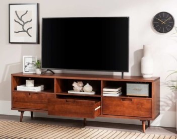 Stanley Ranger 70-Inch Walnut Finish TV Stand with 3 Drawers