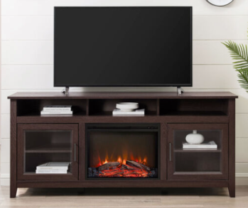 Stanley Ranger 70-Inch Espresso Finish Tall TV Stand with Fireplace