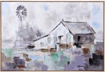 White Barn with Windmill Wall Art Panel