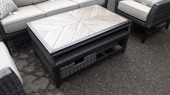 Agio PVC Wicker Coffee Table with Drawers & Tile Top