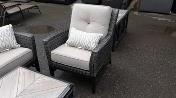 Agio PVC Wicker Chair with Beige Cushions & Metal Base
