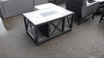 Agio PVC Wicker Tile Top Coffee Table with Cupboard