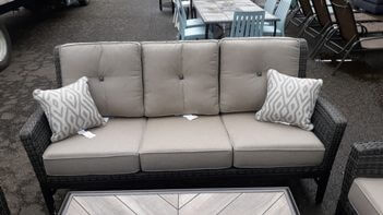 Agio PVC Wicker Sofa with Beige Cushions