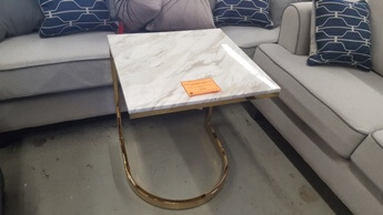 Hammary Allura Marble Top End Table with Gold Base