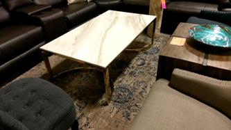 Bernhardt Allura Marble Coffee Table with Gold Base