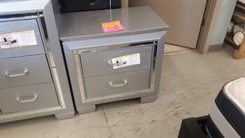 Homelegance Allura Silver Textured Nightstand with Mirrored Accents & LED Lighting