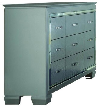 Homelegance Allura Textured Silver Dresser with Mirrored Accents