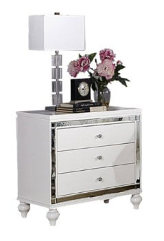 Homelegance Alonza White Textured Nightstand with Mirrored Accents