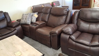 Homelegance Aram Dark Brown Air Hyde Console Sofa