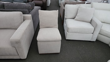Ivory Linen Armless Accent Chair