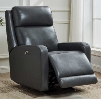 Synergy Arnie Charcoal Top Grain Leather Glider/Power Recliner with Power Headrest