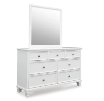 Ashley Franklin White 7-Drawer Dresser with Mirror