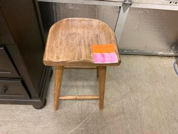 24-Inch Hardwood Backless Barstool with Contoured Seat