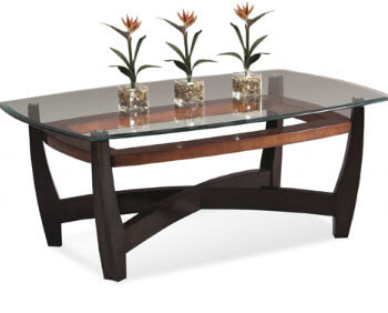 Bassett Black & Copper Finish Rectangular Coffee Table with Glass Top