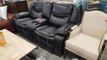 Homelegance Bastrop Black Leather Gel Match Gliding/Reclining Console Sofa