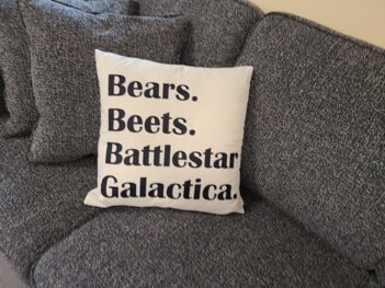 Bears. Beets. Battlestar Galactica. Fabric Throw Pillow