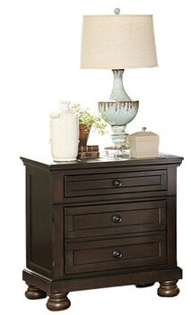 Homelegance Begonia Charcoal 3-Drawer Nightstand with Hidden Drawer