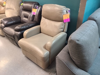 Synergy Beige Leather Power Recliner