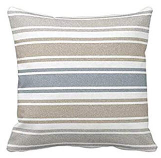 Blue, Beige & Ivory Striped Throw Pillows (set of 2)