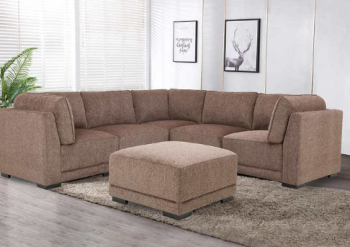 Zoy Belize Dark Brown Fabric 5-Piece Sectional with Ottoman