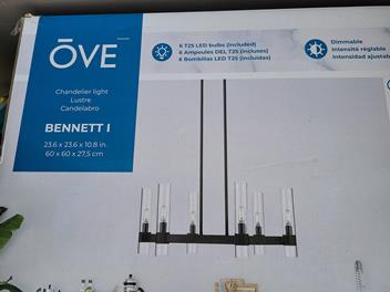 Ove Bennett 6-Light Chandelier (Missing 1 Glass Shade)