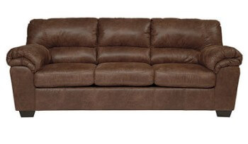 Benton Toffee Microsuede Sofa with Contrast Stitching Accents