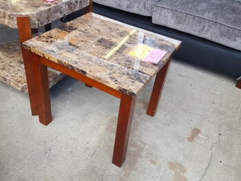 Homelegance Maple & Faux Marble Top End Table with Beveled Trim