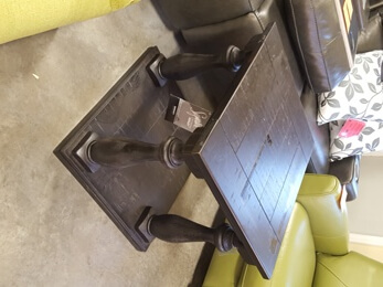 Black Square End Table with Turned Legs